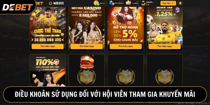 Nhà cái Debet nêu rõ điều khoản khi tham gia khuyến mãi